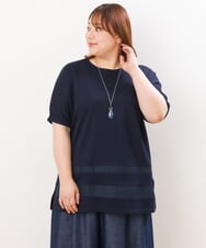 OLKIS53070 eur3(エウルキューブ) 【大きいサイズ/接触冷感】シアー切り替えカットソー ネイビー(57)