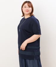 OLKIS53070 eur3(エウルキューブ) 【大きいサイズ/接触冷感】シアー切り替えカットソー ネイビー(57)