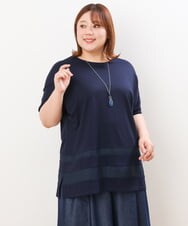 OLKIS53070 eur3(エウルキューブ) 【大きいサイズ/接触冷感】シアー切り替えカットソー ネイビー(57)