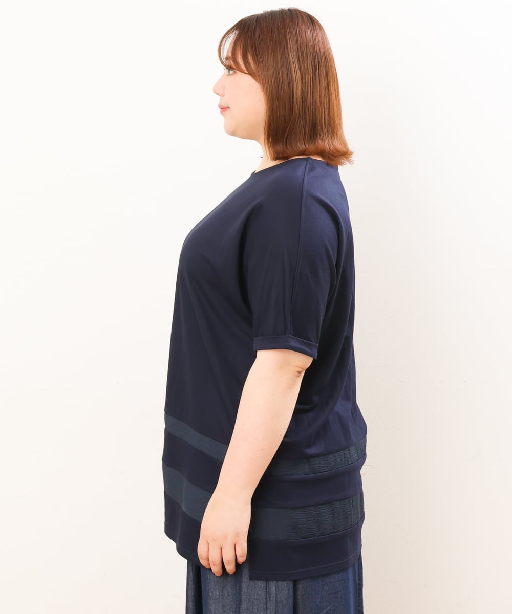 OLKIS53070 eur3(エウルキューブ) 【大きいサイズ/接触冷感】シアー切り替えカットソー ネイビー(57)