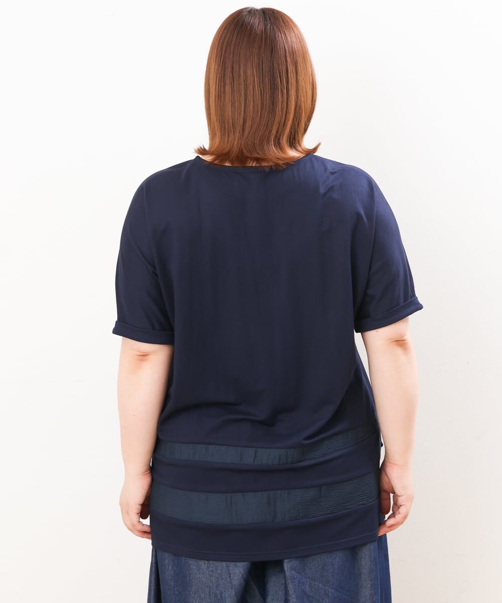 OLKIS53070 eur3(エウルキューブ) 【大きいサイズ/接触冷感】シアー切り替えカットソー ネイビー(57)