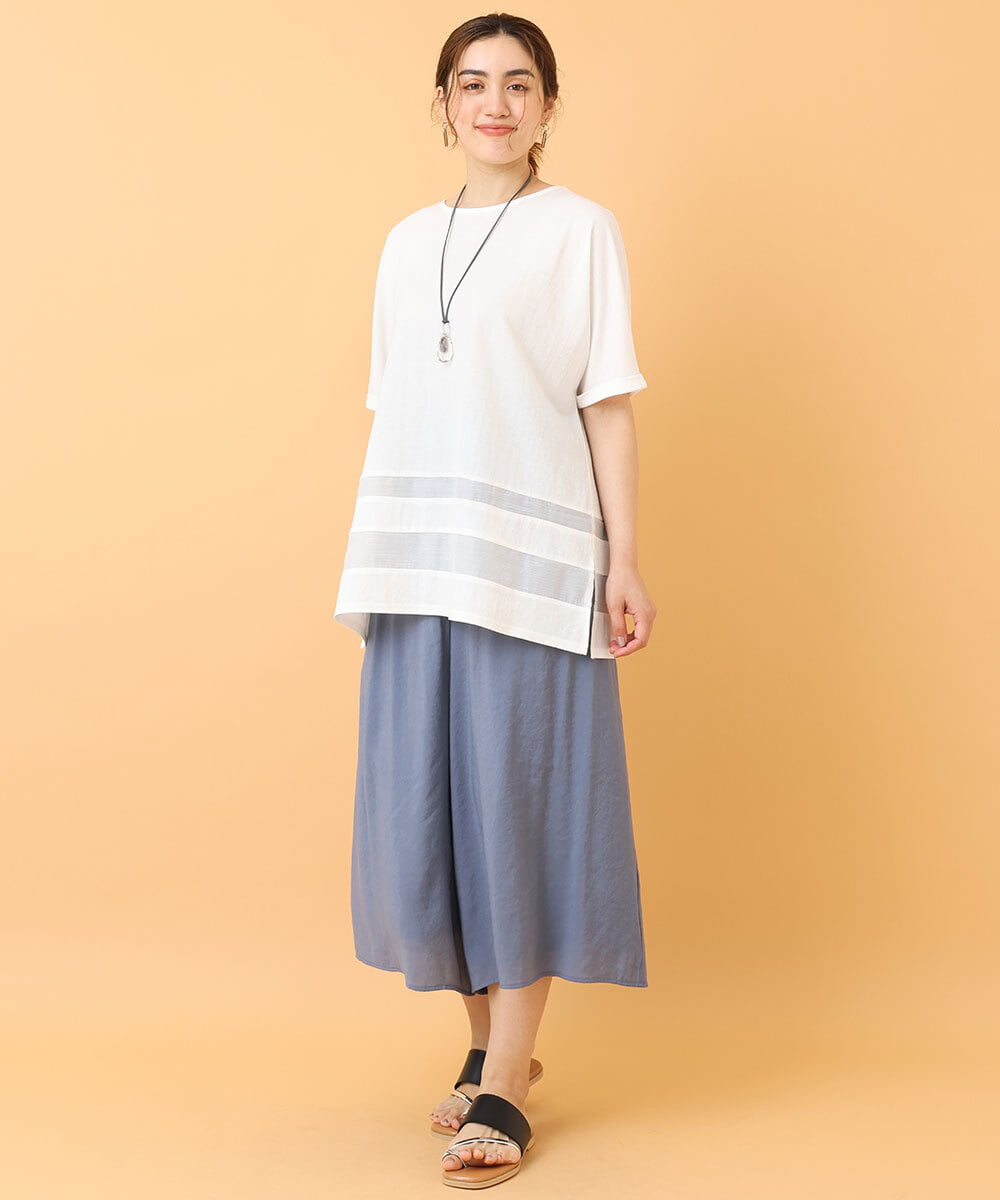 OLKIS53070 eur3(エウルキューブ) 【大きいサイズ/接触冷感】シアー切り替えカットソー ホワイト(90)