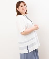 OLKIS53070 eur3(エウルキューブ) 【大きいサイズ/接触冷感】シアー切り替えカットソー ホワイト(90)