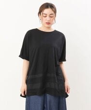OLKIS53070 eur3(エウルキューブ) 【大きいサイズ/接触冷感】シアー切り替えカットソー ブラック(94)（WEB限定カラー）