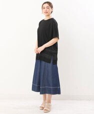 OLKIS53070 eur3(エウルキューブ) 【大きいサイズ/接触冷感】シアー切り替えカットソー ブラック(94)（WEB限定カラー）