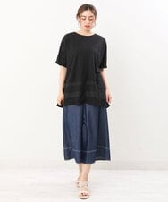 OLKIS53070 eur3(エウルキューブ) 【大きいサイズ/接触冷感】シアー切り替えカットソー ブラック(94)（WEB限定カラー）