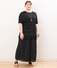 OLKIS53070 eur3(エウルキューブ) 【大きいサイズ/接触冷感】シアー切り替えカットソー ブラック(94)（WEB限定カラー）