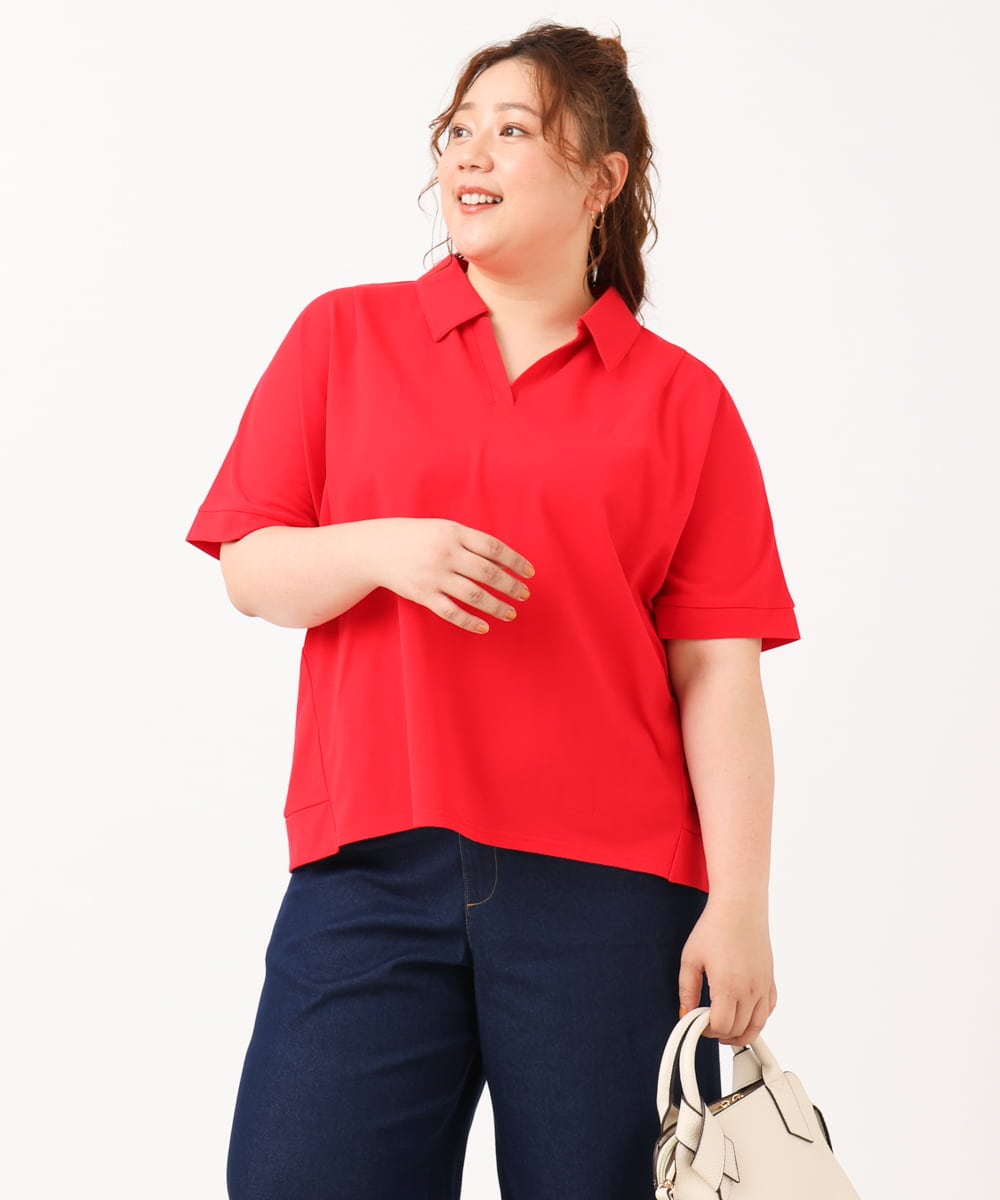 OLKIV43079 eur3(エウルキューブ) 【大きいサイズ/接触冷感】半袖ポロシャツ レッド(05)