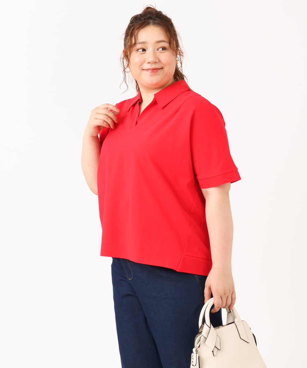 OLKIV43079 eur3(エウルキューブ) 【大きいサイズ/接触冷感】半袖ポロシャツ レッド(05)