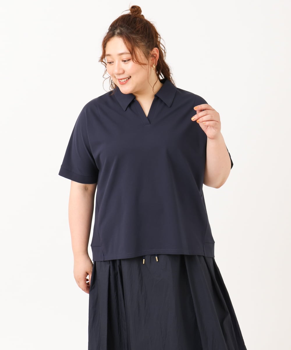 OLKIV43079 eur3(エウルキューブ) 【大きいサイズ/接触冷感】半袖ポロシャツ ネイビー(57)