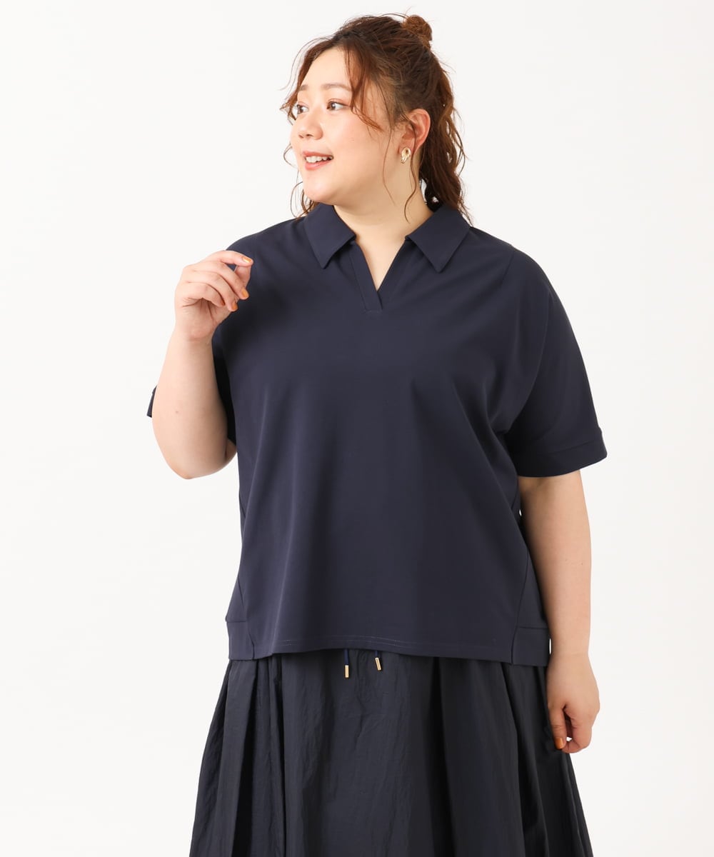 OLKIV43079 eur3(エウルキューブ) 【大きいサイズ/接触冷感】半袖ポロシャツ ネイビー(57)