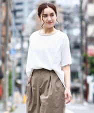 OLKIV44079 eur3(エウルキューブ) 【大きいサイズ】ビジューネックTシャツ ホワイト(90)