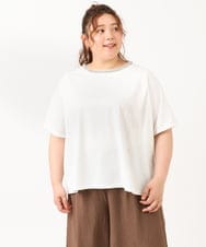 OLKIV44079 eur3(エウルキューブ) 【大きいサイズ】ビジューネックTシャツ ホワイト(90)