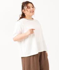 OLKIV44079 eur3(エウルキューブ) 【大きいサイズ】ビジューネックTシャツ ホワイト(90)