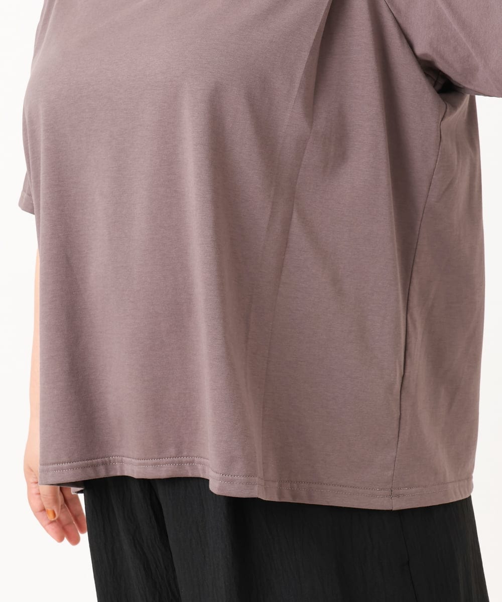 OLKIV44079 eur3(エウルキューブ) 【大きいサイズ】ビジューネックTシャツ ダークグレー(93)
