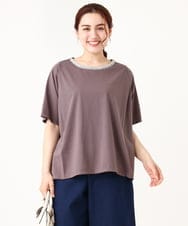 OLKIV44079 eur3(エウルキューブ) 【大きいサイズ】ビジューネックTシャツ ダークグレー(93)