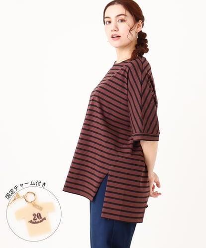 OLKIV45089 eur3 【大きいサイズ/20th記念チャーム付き】アニバーサリーボーダーTシャツ