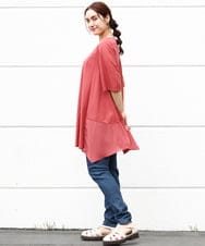 OLKIV46099 eur3(エウルキューブ) 【大きいサイズ/接触冷感】パネル切り替えフレアチュニック ピンク(03)
