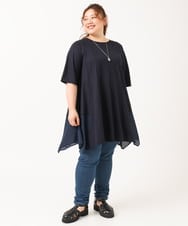 OLKIV46099 eur3(エウルキューブ) 【大きいサイズ/接触冷感】パネル切り替えフレアチュニック ネイビー(57)