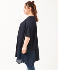 OLKIV46099 eur3(エウルキューブ) 【大きいサイズ/接触冷感】パネル切り替えフレアチュニック ネイビー(57)