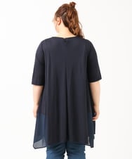 OLKIV46099 eur3(エウルキューブ) 【大きいサイズ/接触冷感】パネル切り替えフレアチュニック ネイビー(57)