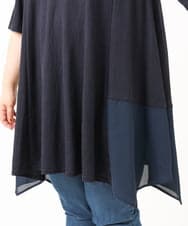 OLKIV46099 eur3(エウルキューブ) 【大きいサイズ/接触冷感】パネル切り替えフレアチュニック ネイビー(57)