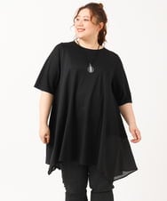OLKIV46099 eur3(エウルキューブ) 【大きいサイズ/接触冷感】パネル切り替えフレアチュニック ブラック(94)