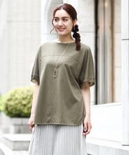 OLKIV47079 eur3(エウルキューブ) 【大きいサイズ/接触冷感】シアーコンビカットソー カーキ(36)