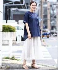 OLKIV47079 eur3(エウルキューブ) 【大きいサイズ/接触冷感】シアーコンビカットソー ネイビー(57)（WEB限定カラー）