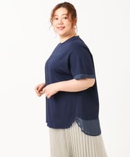 OLKIV47079 eur3(エウルキューブ) 【大きいサイズ/接触冷感】シアーコンビカットソー ネイビー(57)（WEB限定カラー）
