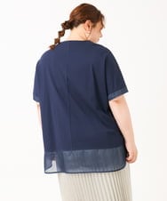 OLKIV47079 eur3(エウルキューブ) 【大きいサイズ/接触冷感】シアーコンビカットソー ネイビー(57)（WEB限定カラー）