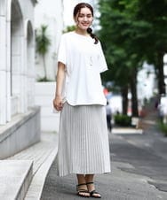 OLKIV47079 eur3(エウルキューブ) 【大きいサイズ/接触冷感】シアーコンビカットソー ホワイト(90)