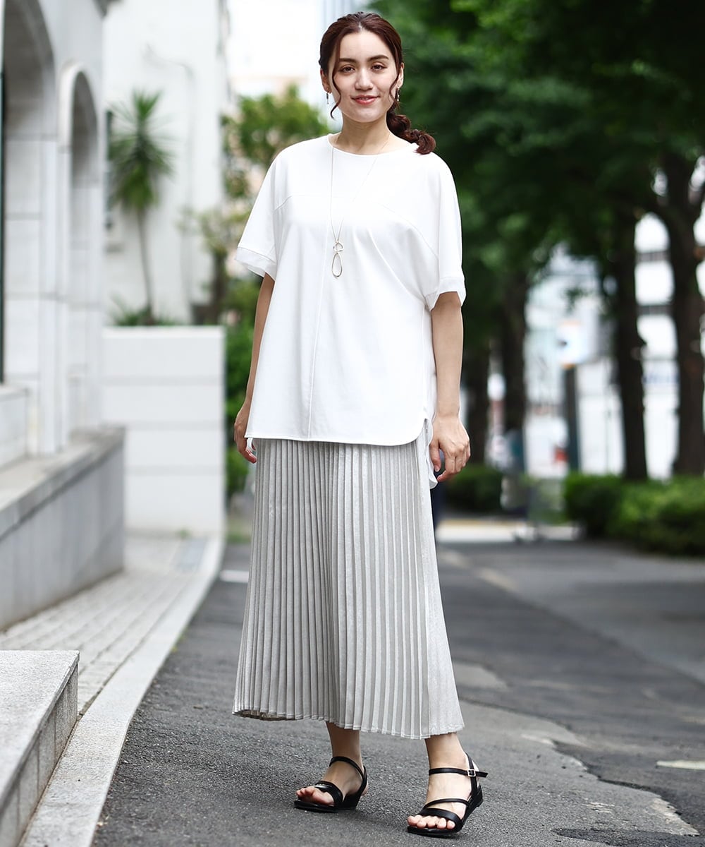 OLKIV47079 eur3(エウルキューブ) 【大きいサイズ/接触冷感】シアーコンビカットソー ホワイト(90)