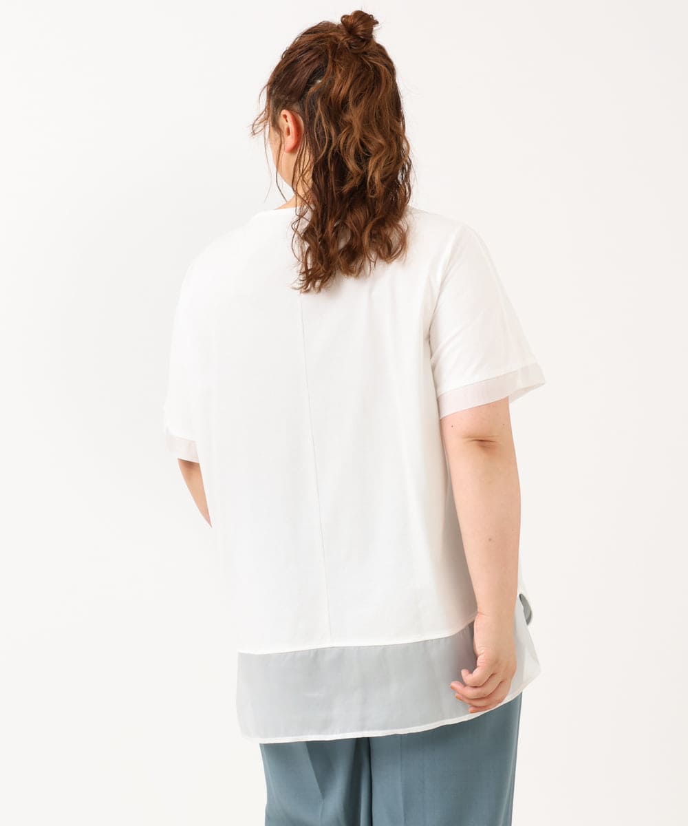 OLKIV47079 eur3(エウルキューブ) 【大きいサイズ/接触冷感】シアーコンビカットソー ホワイト(90)