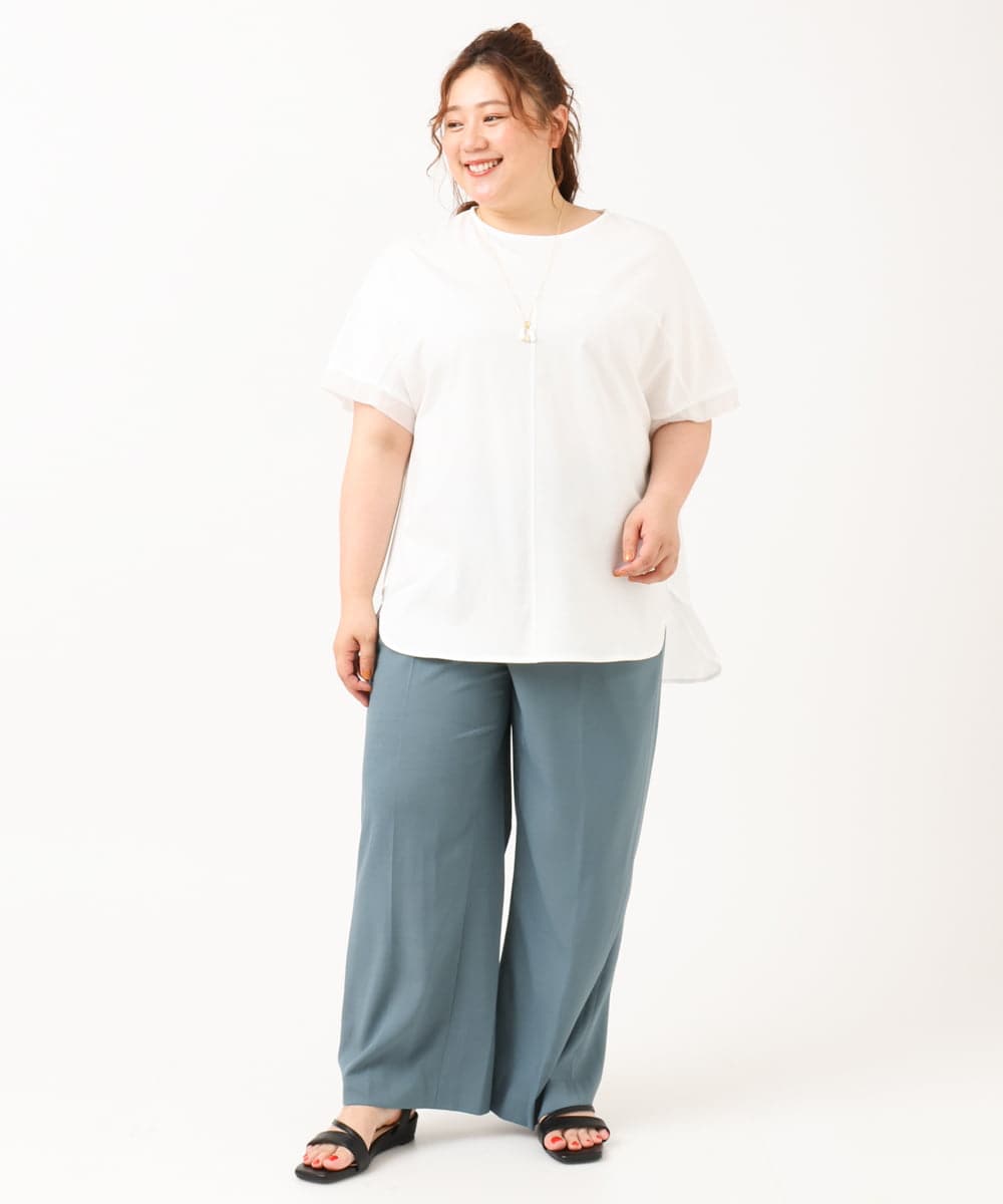 OLKIV47079 eur3(エウルキューブ) 【大きいサイズ/接触冷感】シアーコンビカットソー ホワイト(90)