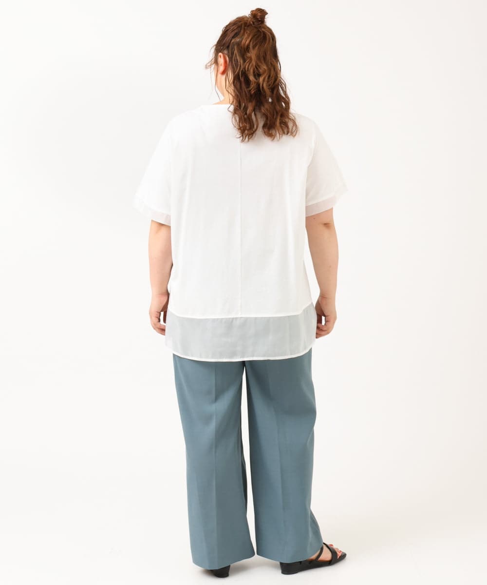 OLKIV47079 eur3(エウルキューブ) 【大きいサイズ/接触冷感】シアーコンビカットソー ホワイト(90)