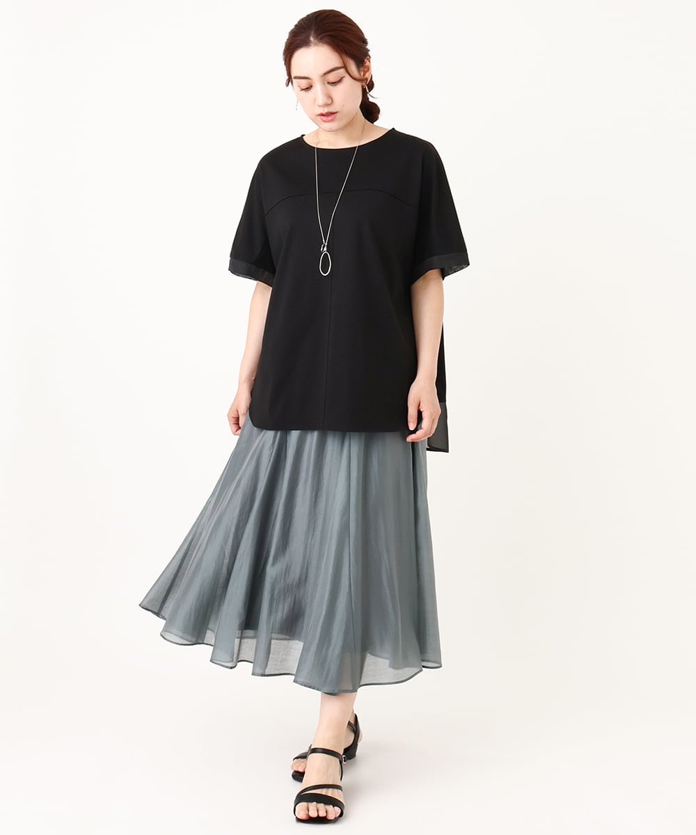 OLKIV47079 eur3(エウルキューブ) 【大きいサイズ/接触冷感】シアーコンビカットソー ブラック(94)