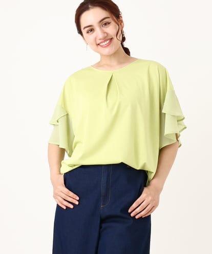 OLKIV57054 eur3 【大きいサイズ/a.v.v×eur3】シフォンケープカットソー