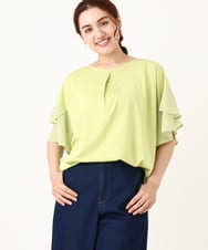 OLKIV57054 eur3(エウルキューブ) 【大きいサイズ/a.v.v×eur3】シフォンケープカットソー ライトグリーン(30)