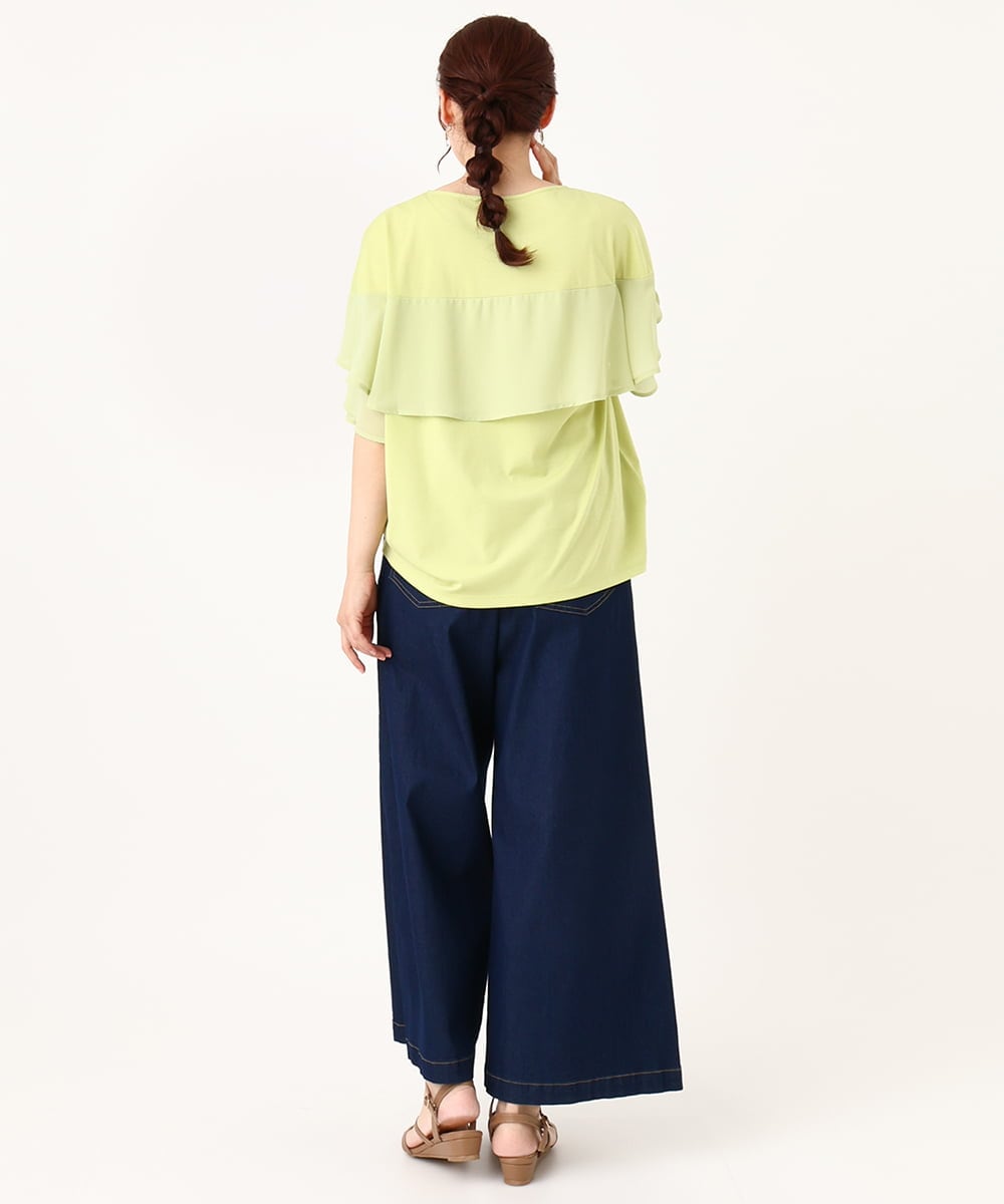 OLKIV57054 eur3(エウルキューブ) 【大きいサイズ/a.v.v×eur3】シフォンケープカットソー ライトグリーン(30)