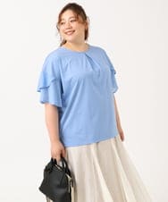 OLKIV57054 eur3(エウルキューブ) 【大きいサイズ/a.v.v×eur3】シフォンケープカットソー ライトブルー(50)