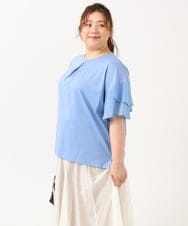 OLKIV57054 eur3(エウルキューブ) 【大きいサイズ/a.v.v×eur3】シフォンケープカットソー ライトブルー(50)