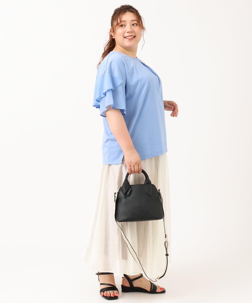 OLKIV57054 eur3(エウルキューブ) 【大きいサイズ/a.v.v×eur3】シフォンケープカットソー ライトブルー(50)