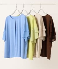 OLKIV57054 eur3(エウルキューブ) 【大きいサイズ/a.v.v×eur3】シフォンケープカットソー ライトブルー(50)