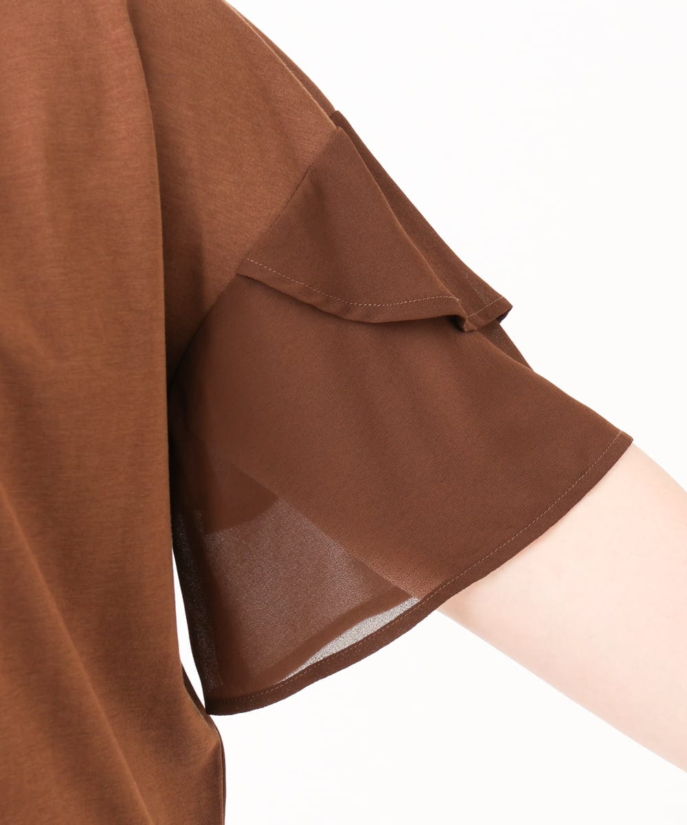 OLKIV57054 eur3(エウルキューブ) 【大きいサイズ/a.v.v×eur3】シフォンケープカットソー ダークブラウン(87)