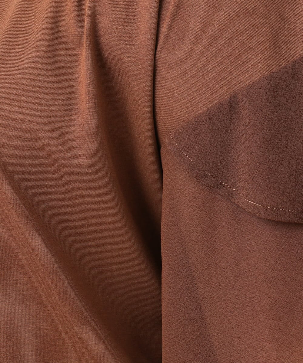 OLKIV57054 eur3(エウルキューブ) 【大きいサイズ/a.v.v×eur3】シフォンケープカットソー ダークブラウン(87)