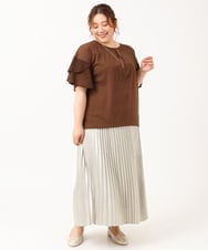 OLKIV57054 eur3(エウルキューブ) 【大きいサイズ/a.v.v×eur3】シフォンケープカットソー ダークブラウン(87)