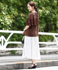 OLKIV57054 eur3(エウルキューブ) 【大きいサイズ/a.v.v×eur3】シフォンケープカットソー ダークブラウン(87)