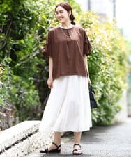 OLKIV57054 eur3(エウルキューブ) 【大きいサイズ/a.v.v×eur3】シフォンケープカットソー ダークブラウン(87)