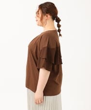 OLKIV57054 eur3(エウルキューブ) 【大きいサイズ/a.v.v×eur3】シフォンケープカットソー ダークブラウン(87)